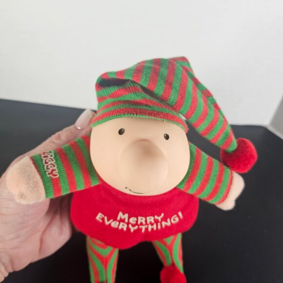 1988 Ziggy Christmas Merry Everything Plush Doll In His Pajamas Green And Red - Picture 3 of 10